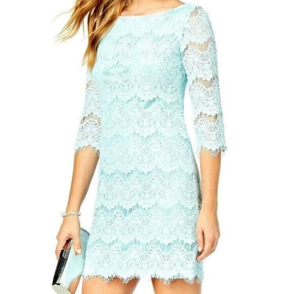 Jessica Howard 3/4 Sleeve Scallop Hem Shift Dress in Mint NWT Size 14 - Picture 1 of 10